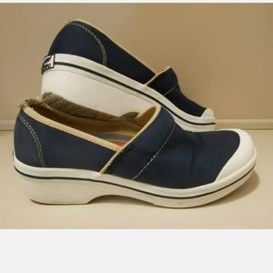 Dansko Women Vegan Canvas Slip On Nurse Clogs Navy